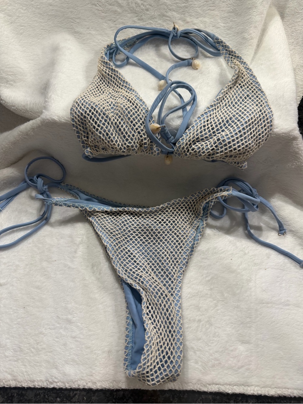 ZAFUL Blue Crochet Bikini Set Size 8–10 Large